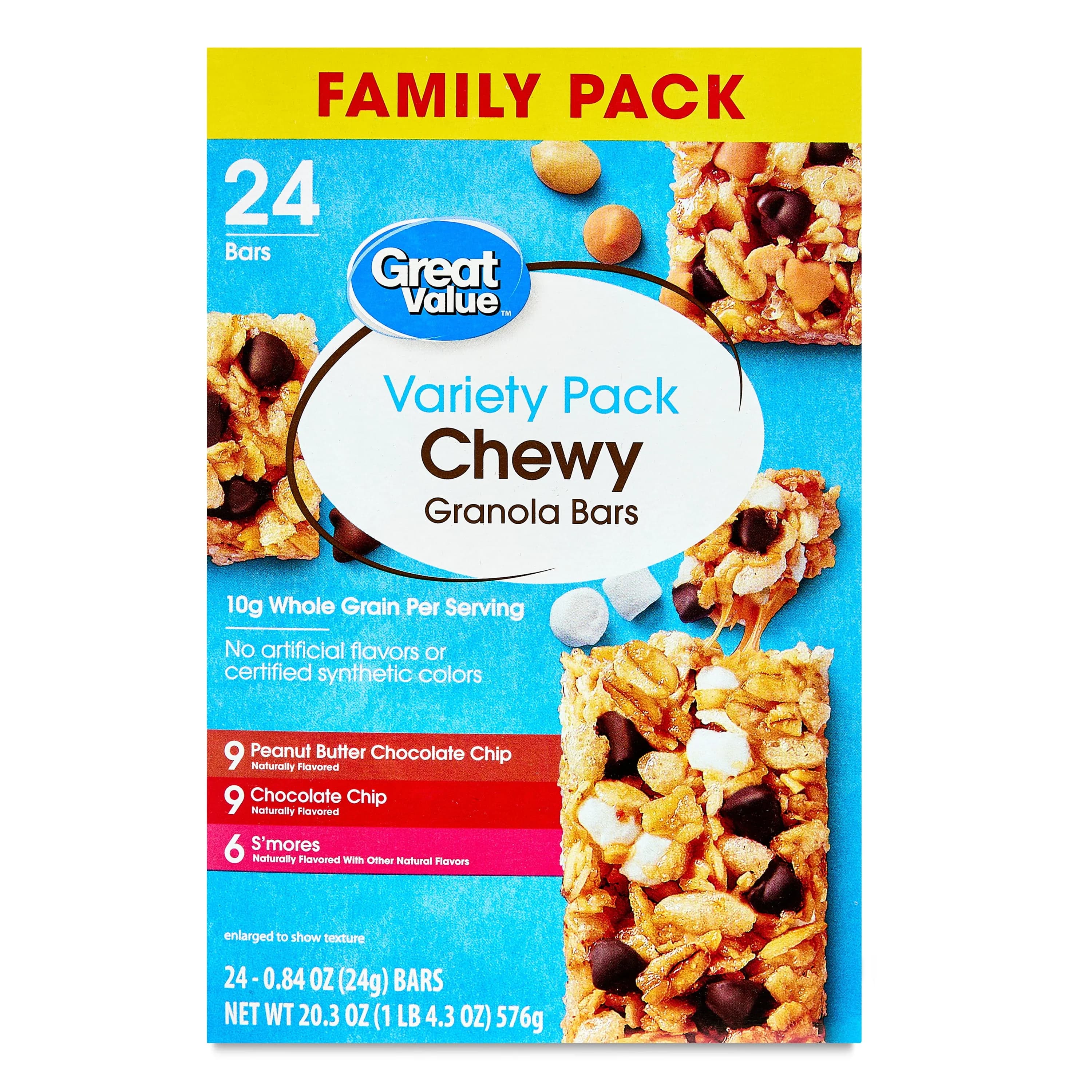 Great Value Chewy Granola Bars Variety Pack Family