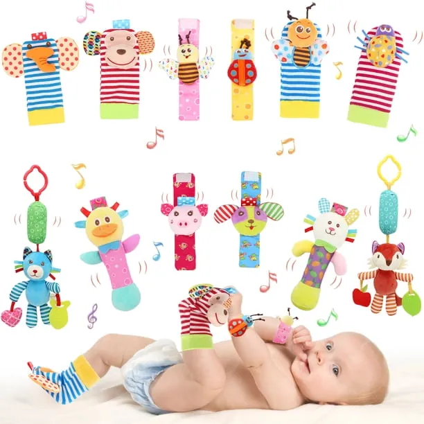 Bloobloomax Baby Rattle Toy Soft Colorful Wrist