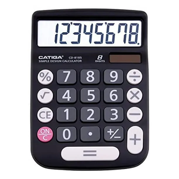 CATIGA CD-8185 8-Digit Home and Office Calculator, Dual Power (Black), CD-8185B