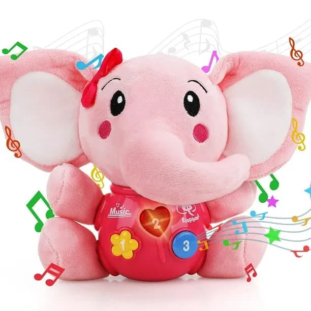 TOY Life Baby Toys 0 3 6 12 Months, Plush Elephant Infant Toys, Newborn Baby Musical Toys for Baby 6 to 12 Months, Light