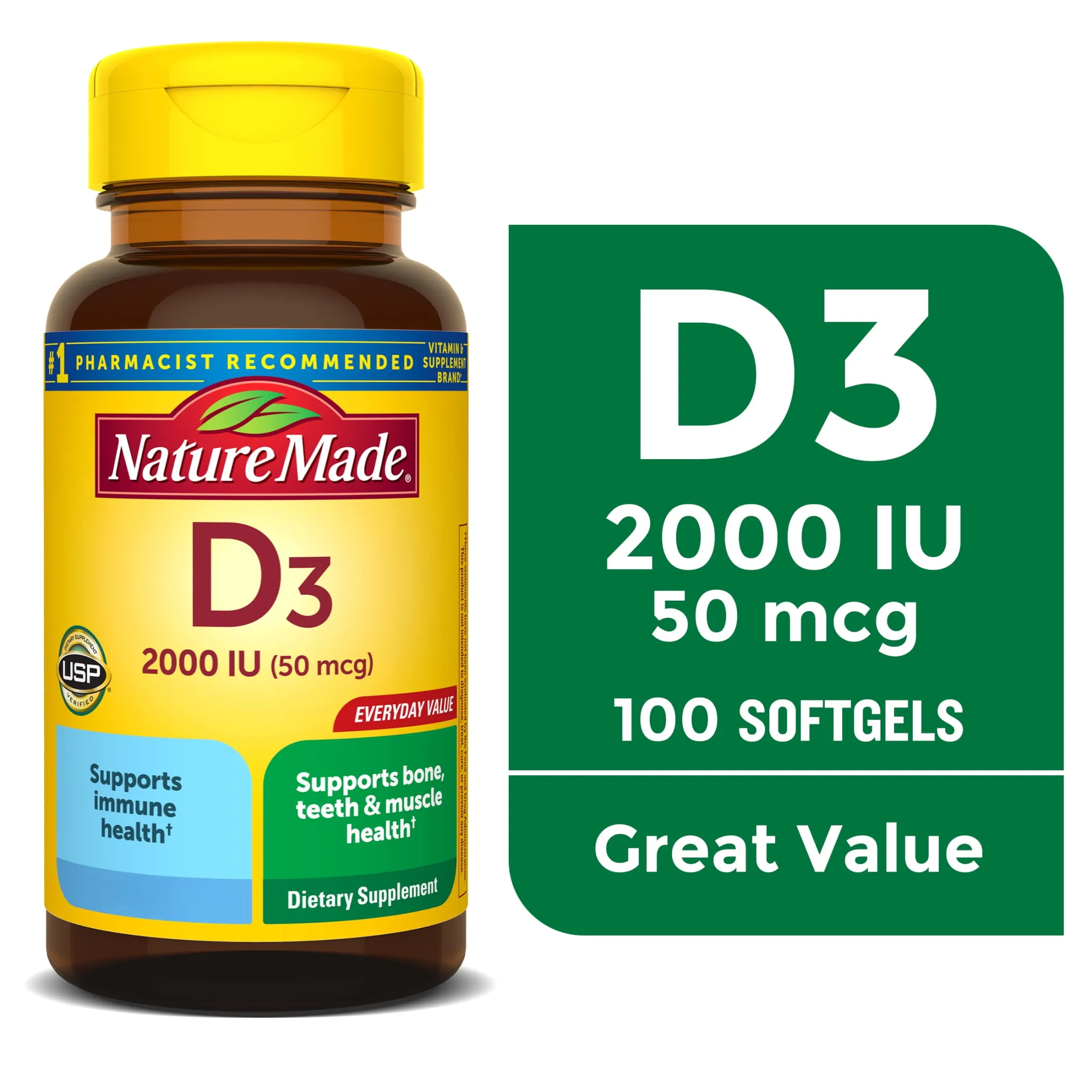 Nature Made Vitamin D3 2000 Iu 50 Mcg Softgels