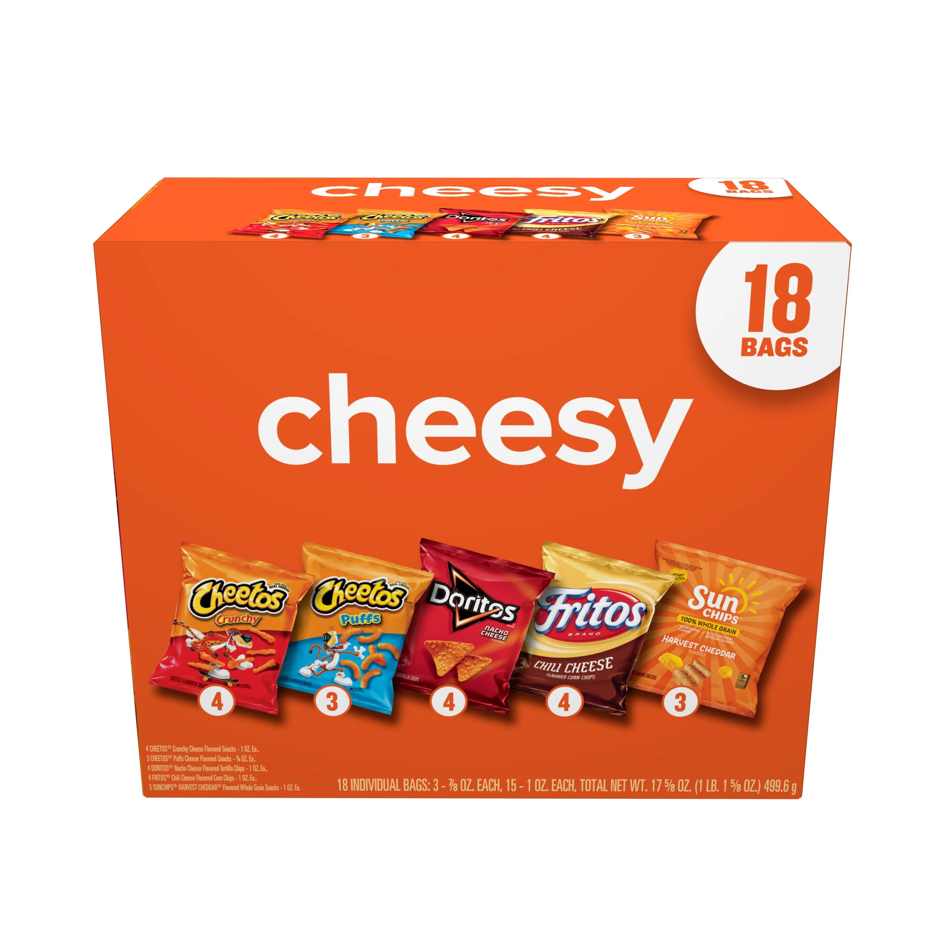 Frito Lay Cheesy Snack Chips Variety Pack 18 Count