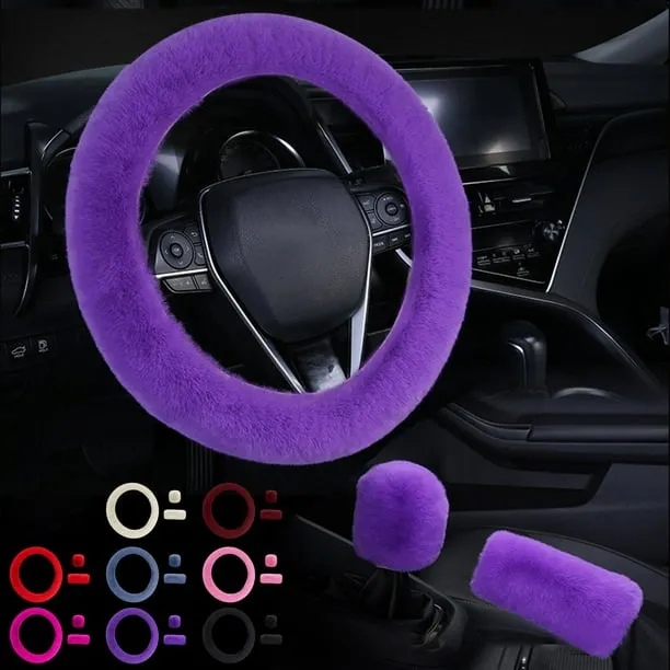 Faux Wool Plush Car Steering Wheel Cover Winter