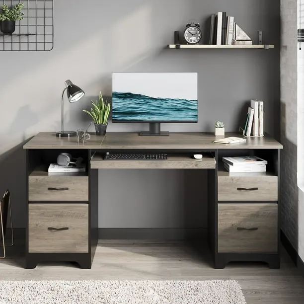 Bestier 59 Computer Desk with 4 Drawers Office
