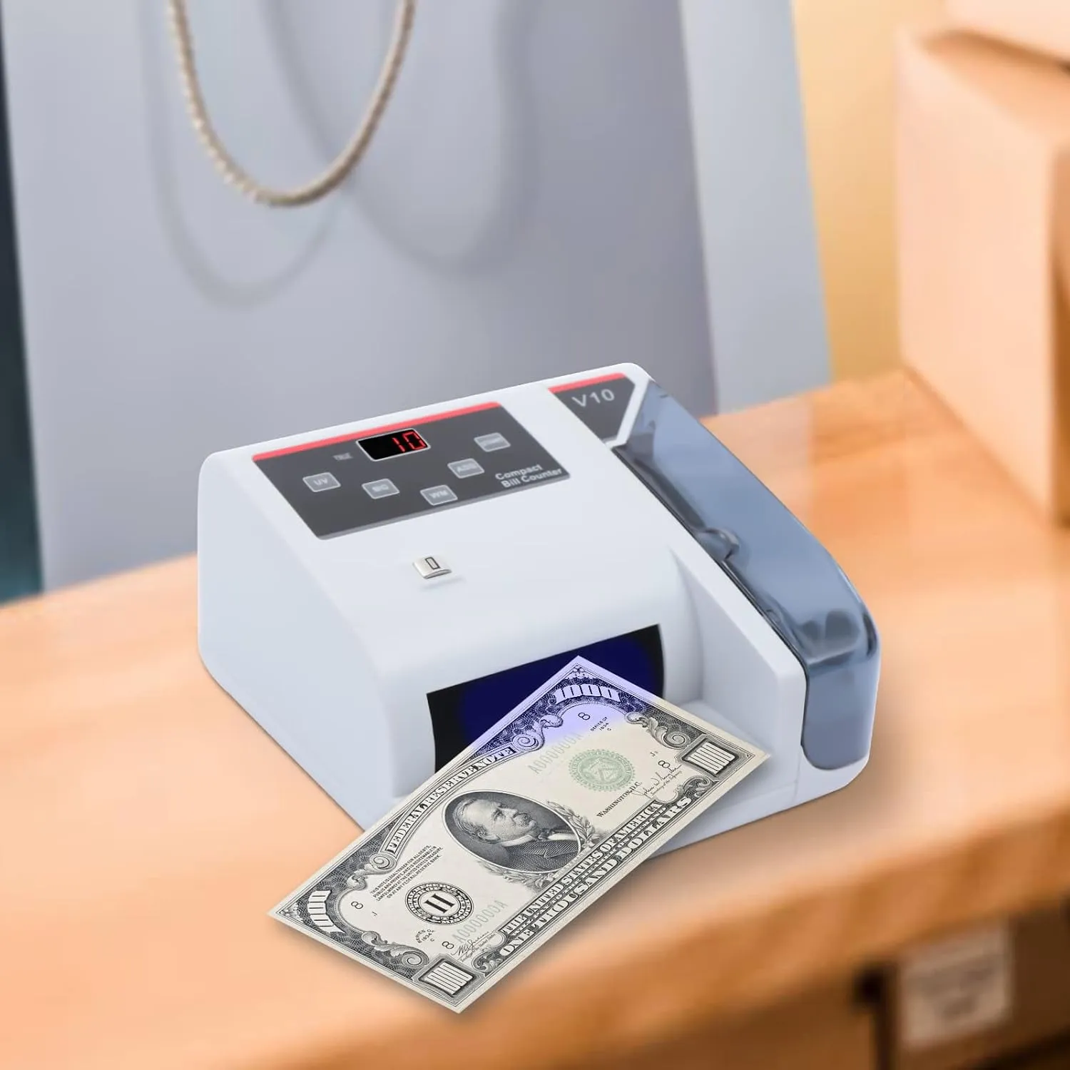 Money Counter Machine, Portable Money Counter with UV/MG/WM Counterfeit Detection Add and Batch Modes Money Counter