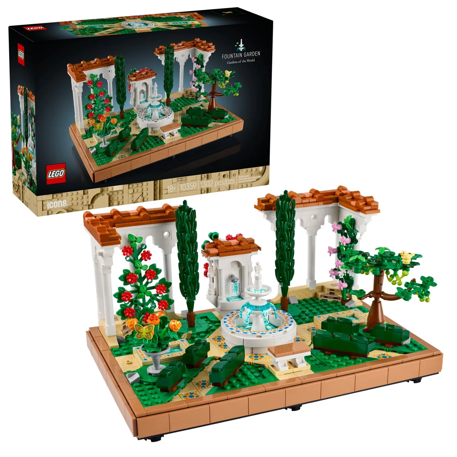 LEGO Icons Fountain Garden Building Set - DIY Kit for Adults, Ages 18+ - Miniature Craft Building Blocks for Wedding