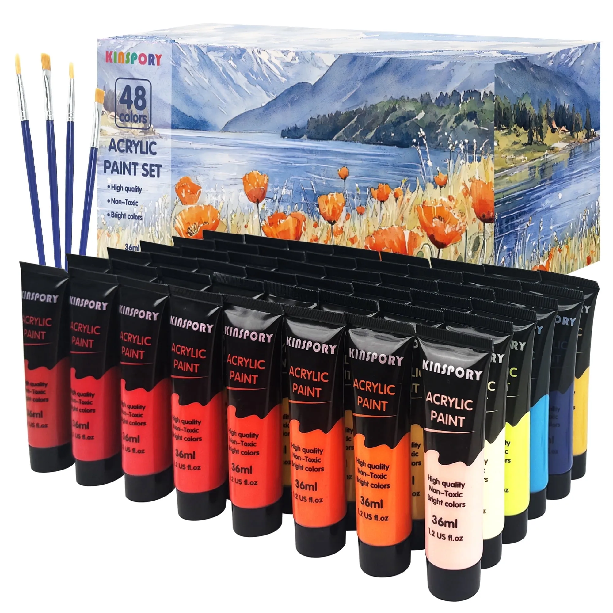Kinspory Acrylic Paints Set 48 Colors36ml Art