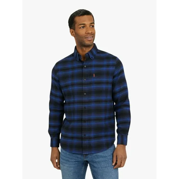 Men's and Big Men's Comfort Stretch Flannel Shirt, Sizes S-2XL
