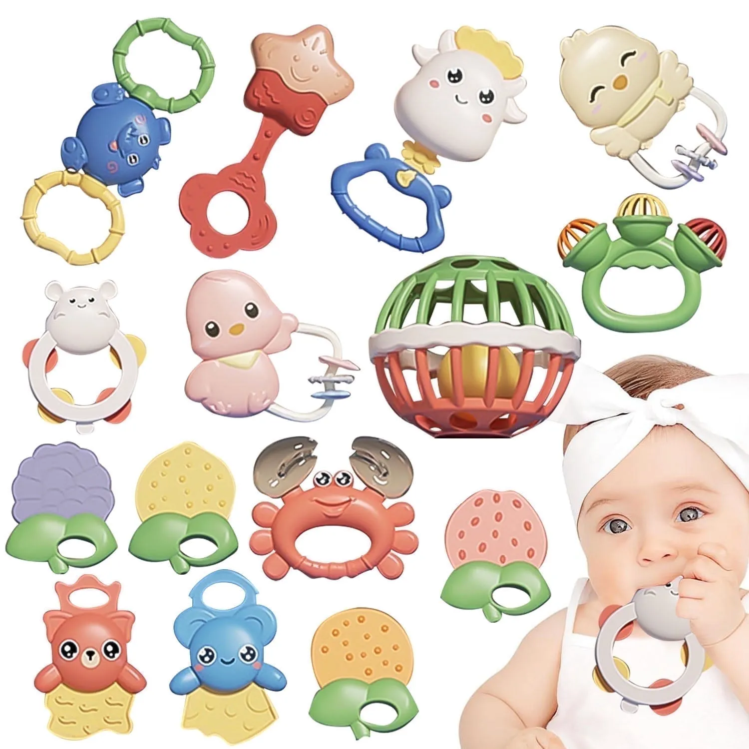Baby Toys 0 6 Months 15 Pcs Baby Rattles Teethers