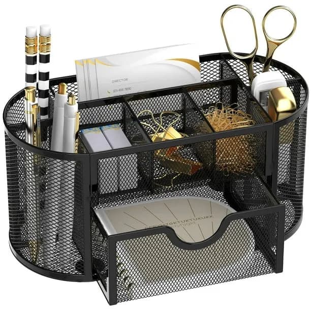 Intige Small Mesh Desk Organizer with Drawers Desk