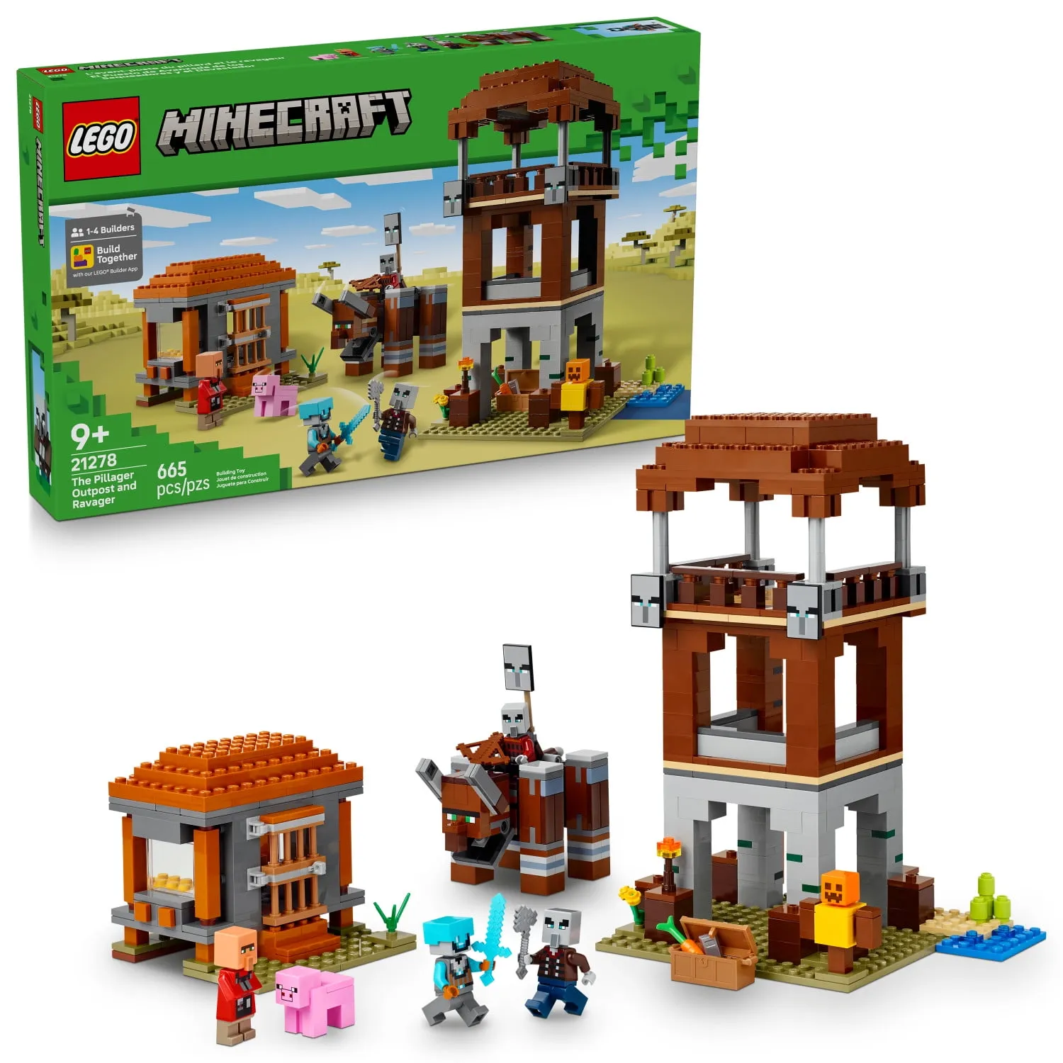 LEGO Minecraft The Pillager Outpost and Ravager Building Toy - Video Game Building Blocks for Kids, Boys & Girls, Ages 9