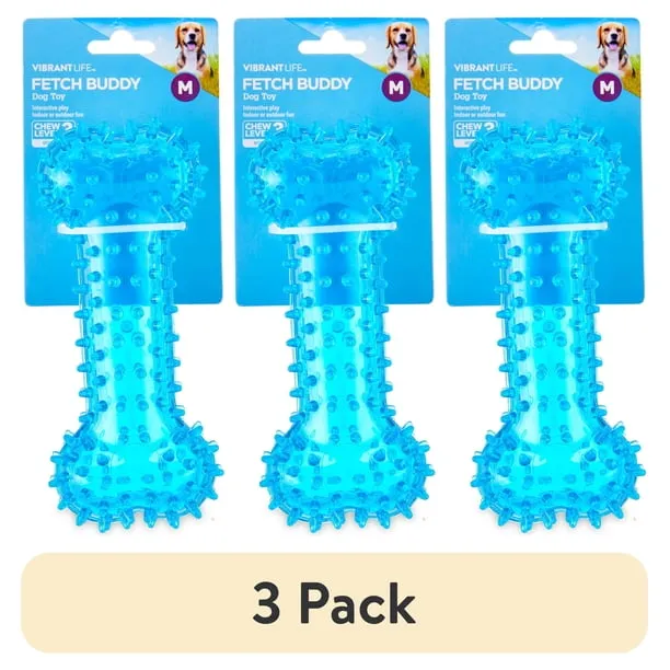 3 Pack Vibrant Life Fetch Buddy Spiky Blue Bone