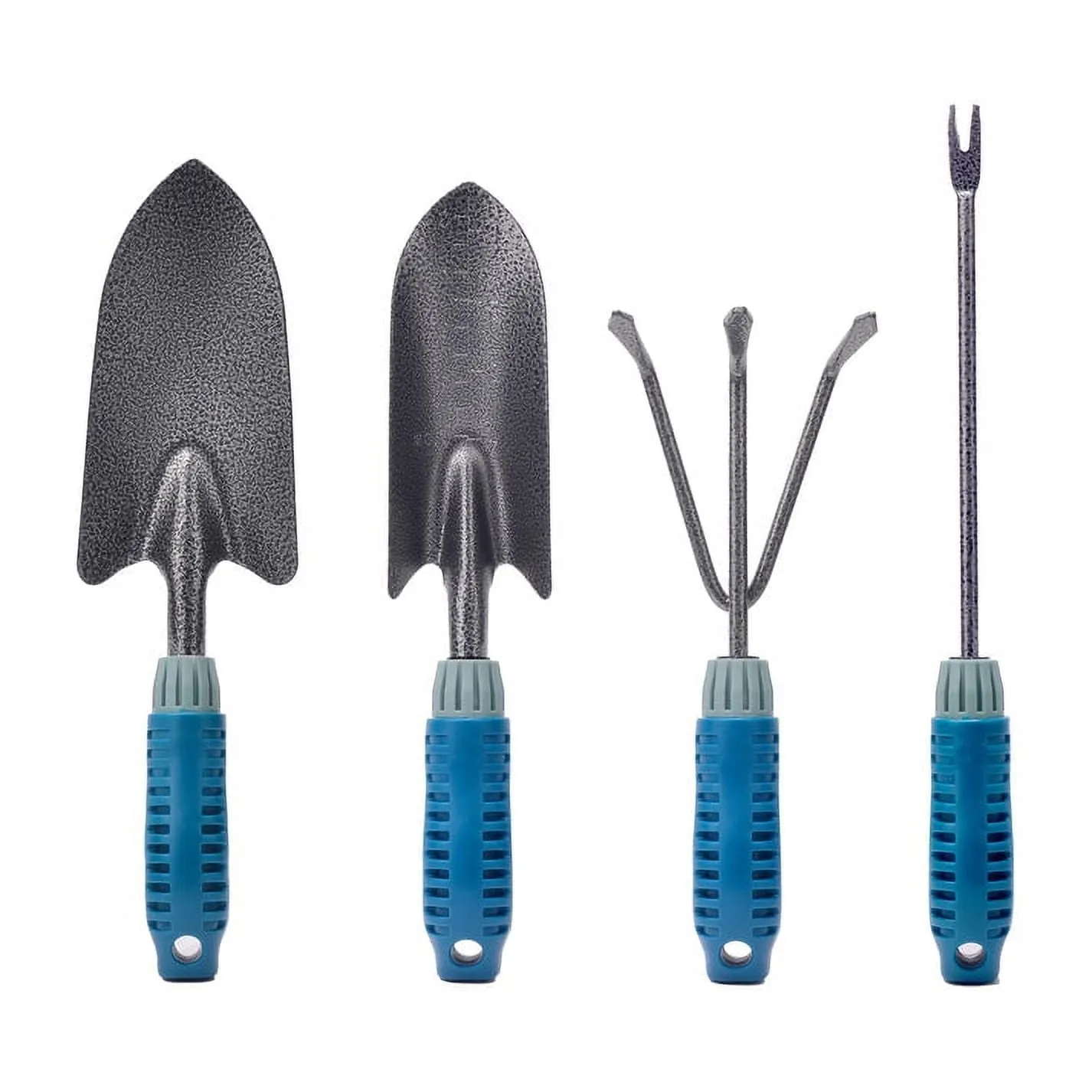 Garden Tool Set, 4 Piece, Heavy Duty, Gardening Tools Work No-Slip Grip, Trowel Transplanter Weeder Hand Rake, Ergonomic