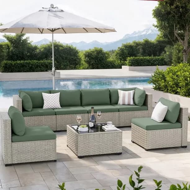 Amopatio 7 Pieces Patio Conversation Set Outdoor
