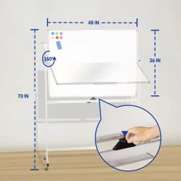 Tooloton Large Rolling Whiteboard on Wheels 48 X - Thumbnail 5