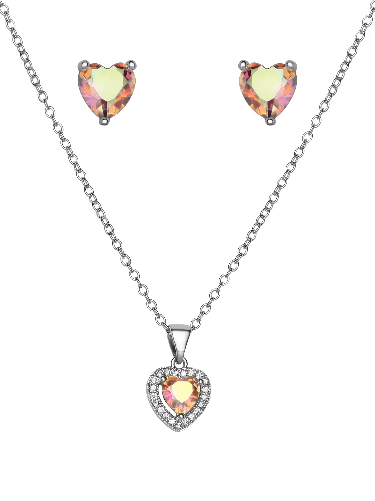 Women's Silver Plated Crystal Heart Earring and