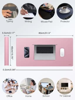 Miroddi Desk Pad Protector Office Pu Leather Mouse - Thumbnail 7