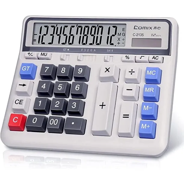 Comix 12 Digit Desktop Calculator Solar Battery