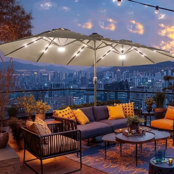Xizzi 15FT Patio Umbrella with Base and Crank