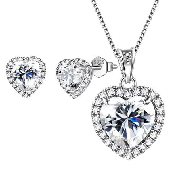 Heart Jewelry Sets Women Diamond April Birthstone