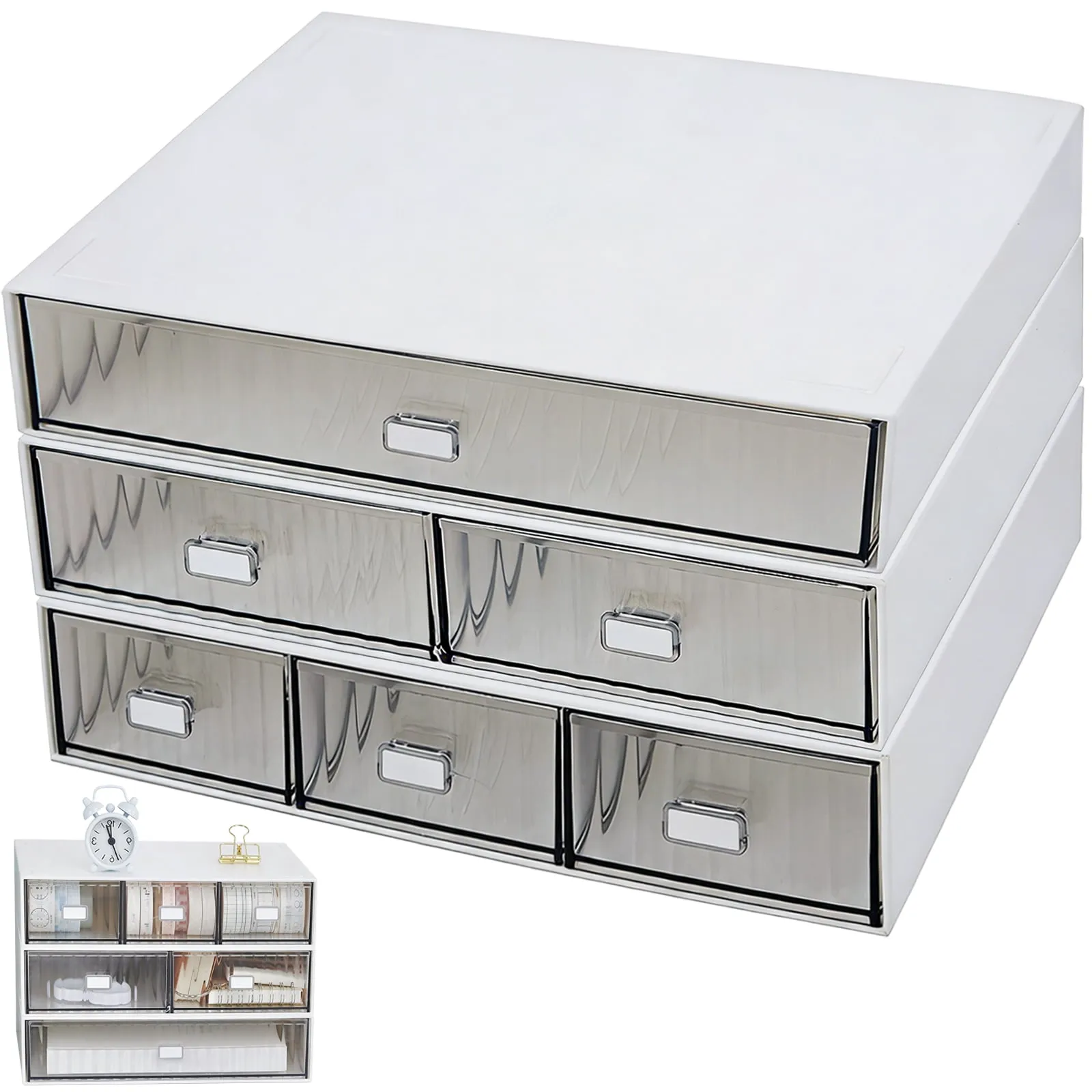 Desk Drawer Organizer Set of 3 Plastic Stackable