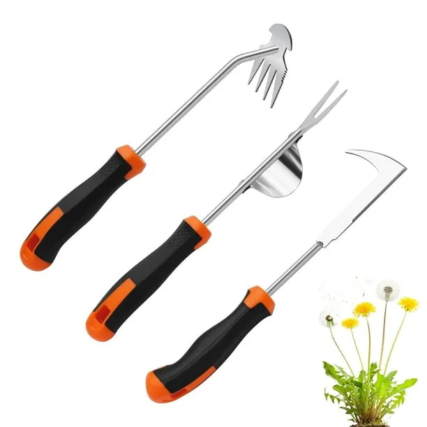 urorentea 3 Pack Weed Puller Tool Set, Rubber Hand Weeder Tool, Uprooting Weeding Tools, Crack Weeder Crevice, 4 Teeth