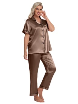 Dakimoe Silk Satin Pajamas Set for Women Two Piece - Thumbnail 10