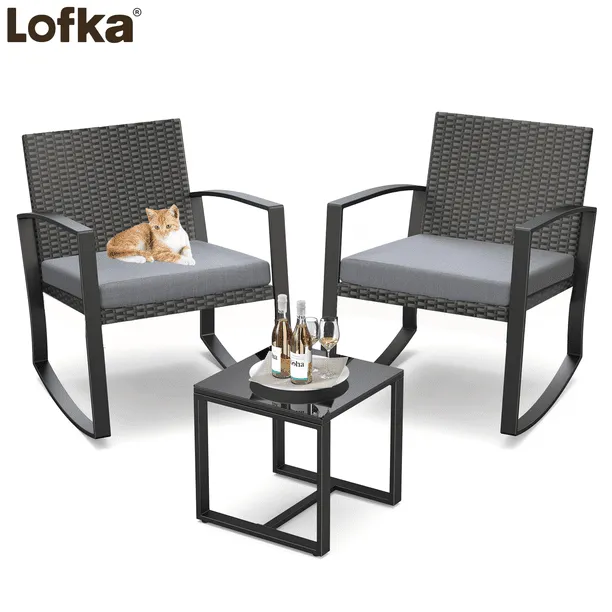 Patio Furniture Set Lofka 3 Pieces Outdoor Rocking