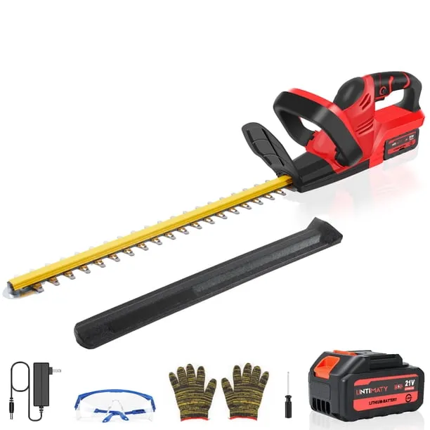 Cordless Hedge Trimmer, UNTIMATY 21V Rechargeable Hedge Trimmer with 22" Double Action Blade, Double Safety Handle, 3.0A
