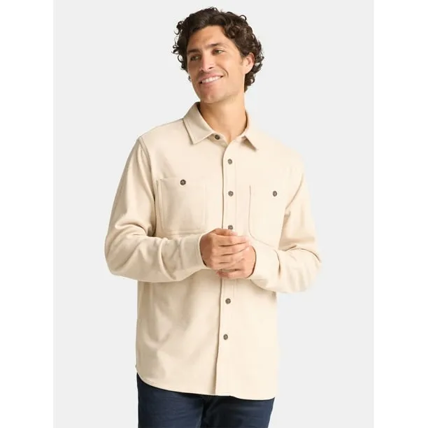 Men's and Big Men's Brushed Knit Button Down Shirt