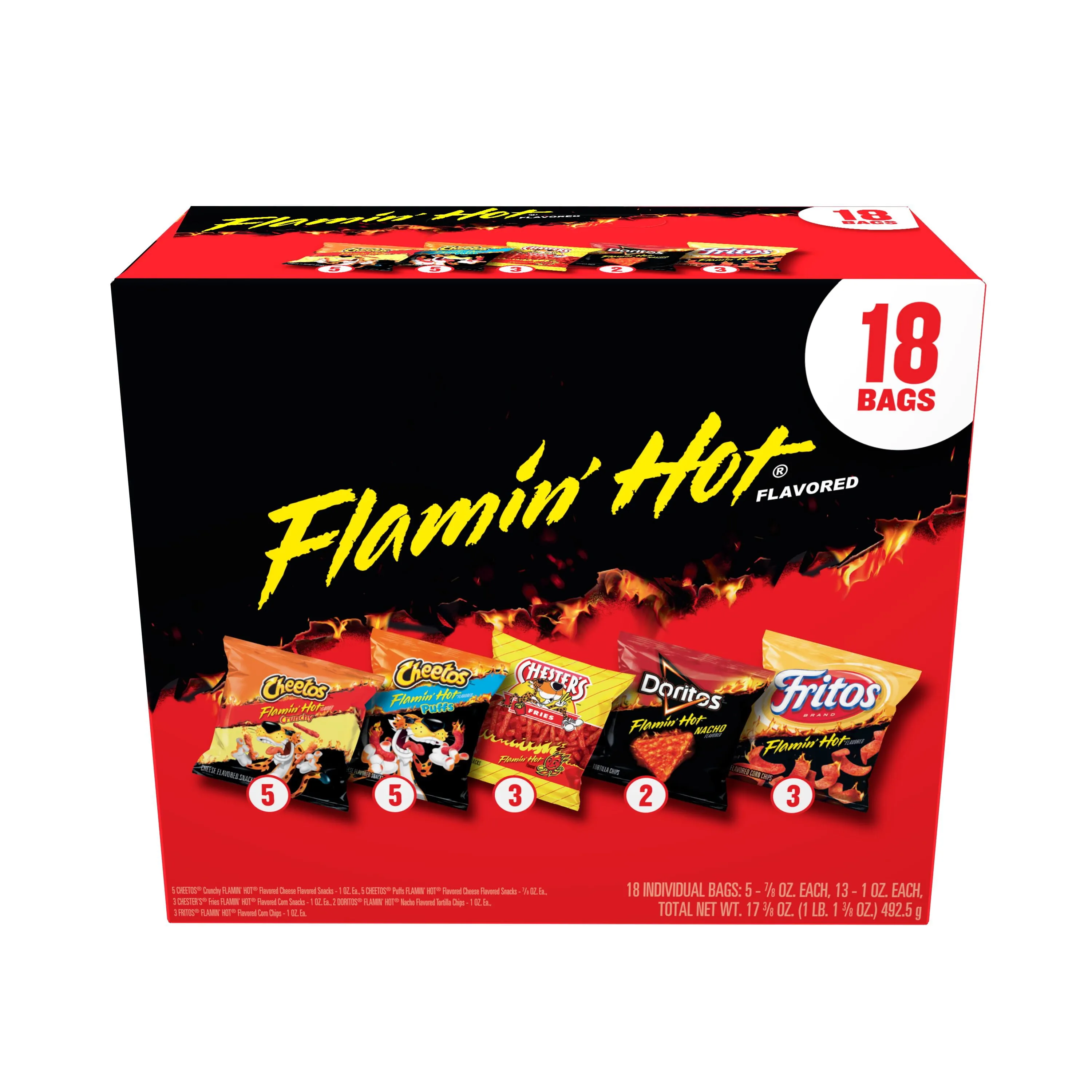Frito-Lay Flamin' Hot Mix Variety pack Snack Chips, 18 Count Multipack