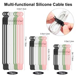 Emlimny 30PCS Cord Organizer Silicone Cable Ties - Thumbnail 2