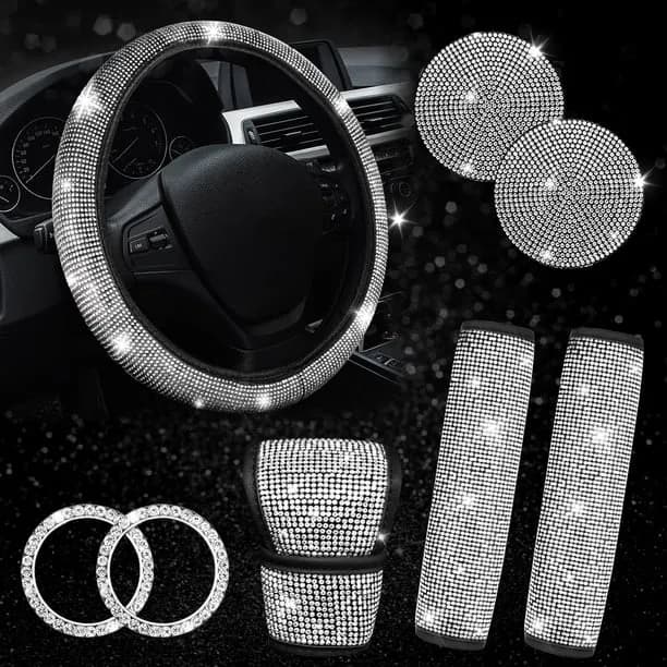 Cyrico 8 Pcs Bling Car Accessories Set for Women