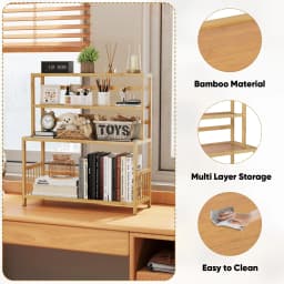 Gtouse 4 Tier Desktop Shelf Bamboo Desktop - Thumbnail 3