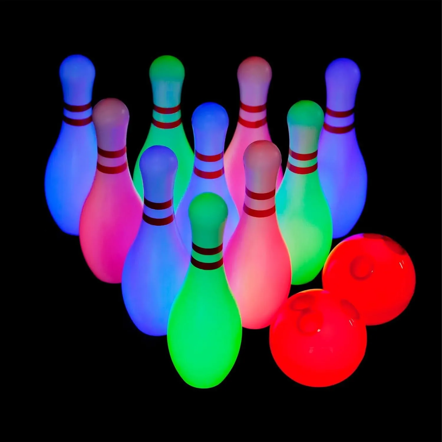Alvantor Light Up Bowling Set for Kids 10 Glow in