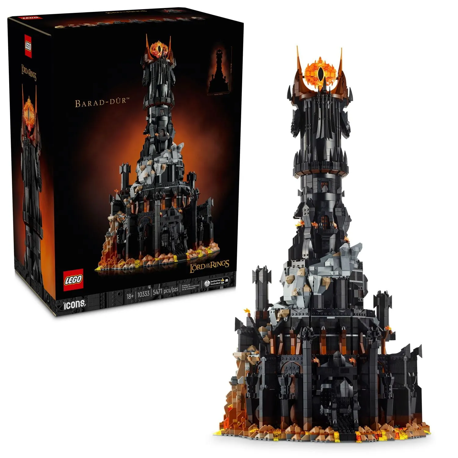 LEGO Icons Lord of the Rings Barad-dr Building Set for Adults - Lord of the Rings Collectible for Fans - Includes 6