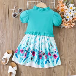 Patpat Floral Girl Dress Toddler Girl Clothes 2PCS - Thumbnail 4