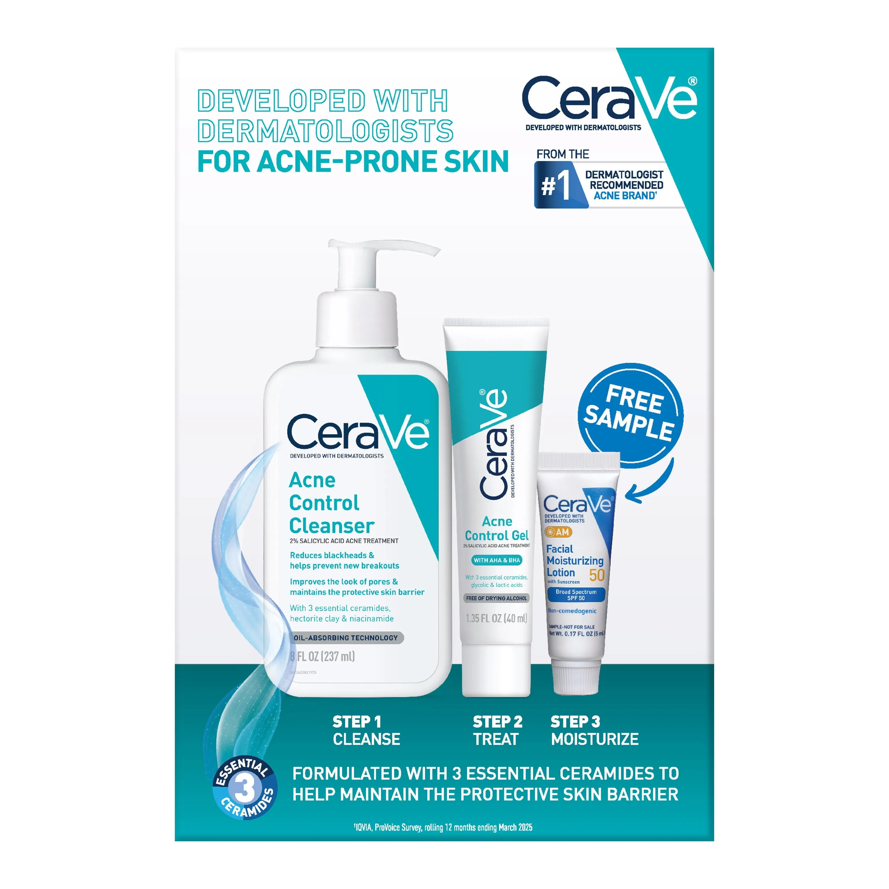Cerave Acne Essentials Skincare Kit 3 Piece Set