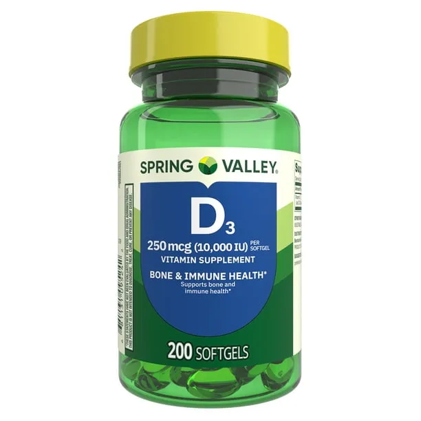 Spring Valley Vitamin D3 Softgels 250 Mcg 10000 Iu