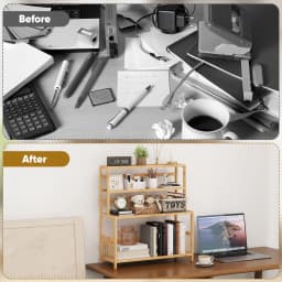Gtouse 4 Tier Desktop Shelf Bamboo Desktop - Thumbnail 5