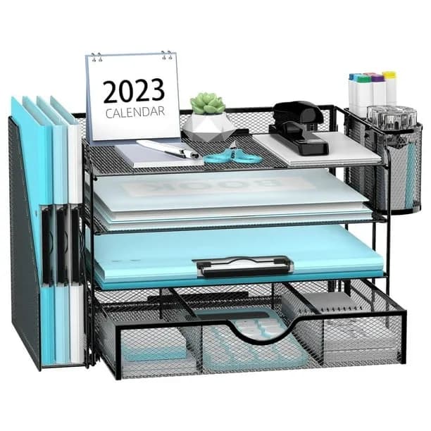 Intige 4 Tier Metal Desk Organizer with File