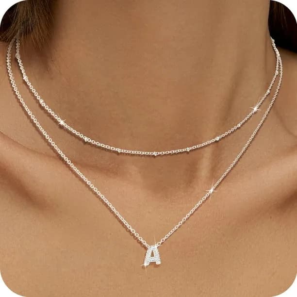 S925 Sterling Silver Plated Initial Necklaces for
