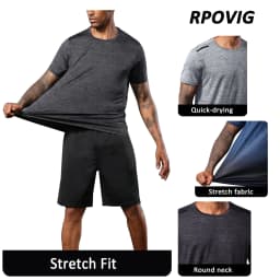 Rpovig 3 Pack Men's Gym Short Sleeve T Shirt Set - Thumbnail 5