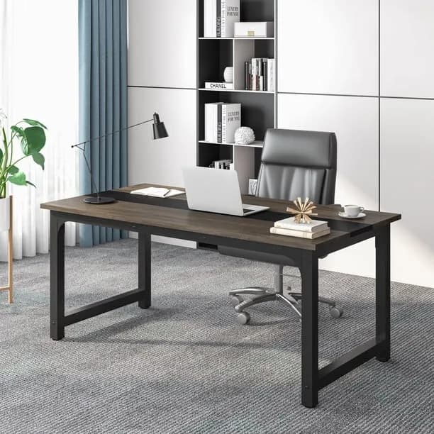 Tribesigns 63” Executive Desk, Large Office Computer Desk with Thicken Frame, Modern Simple Workstation Business Furnitu