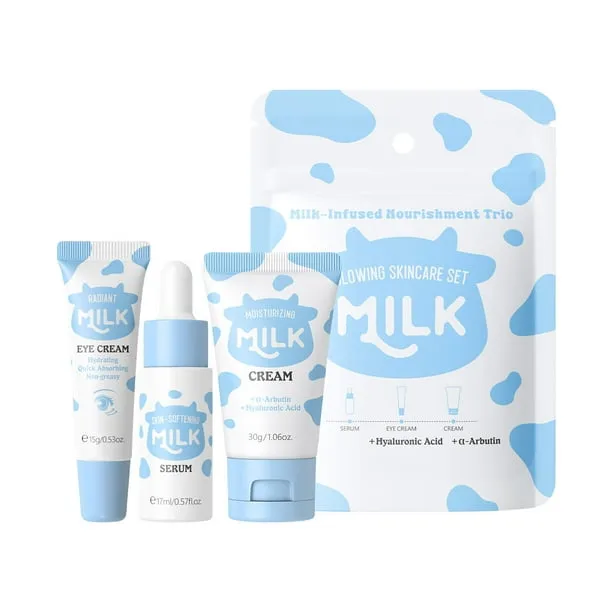Milk Skin Care Set, Milk Skincare Set for Women & Girls, Moisturizing Skin Care Set, 3-In-1 Facial Skin Care Sets & Kits