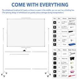 Tooloton Large Rolling Whiteboard on Wheels 48 X - Thumbnail 6