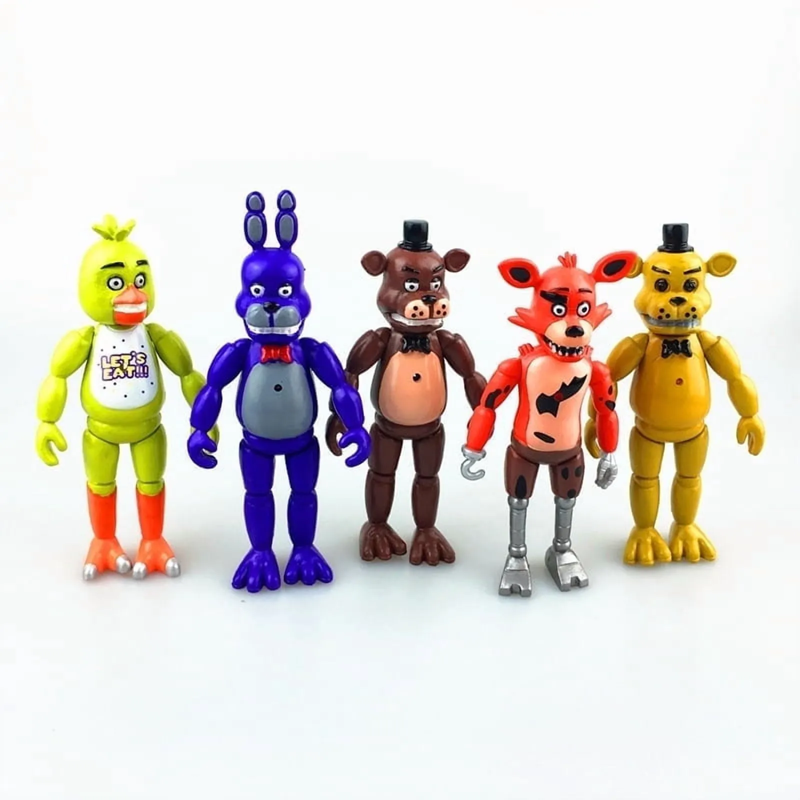 5PCS Freddy's Action Figures 6" Light-Up Collectible Toys with Movable Joints for Home & Office