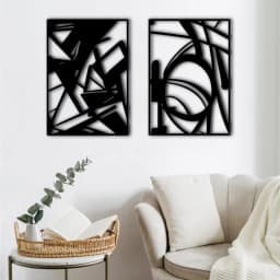 4 Pack Black Abstract Metal Wall Art Minimalist - Thumbnail 3