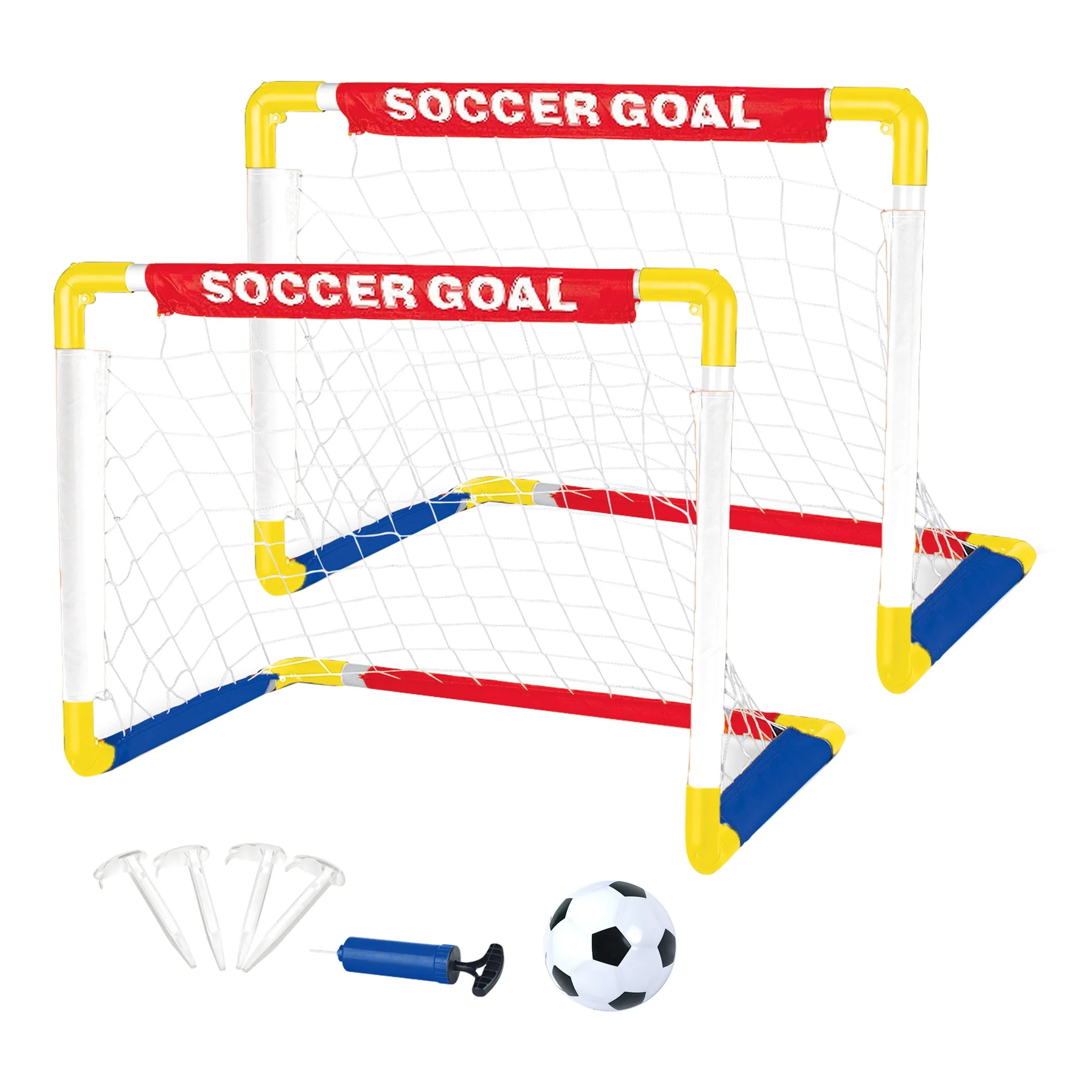 Play Day Foldable Soccer Set 2 Folding Goals Ball