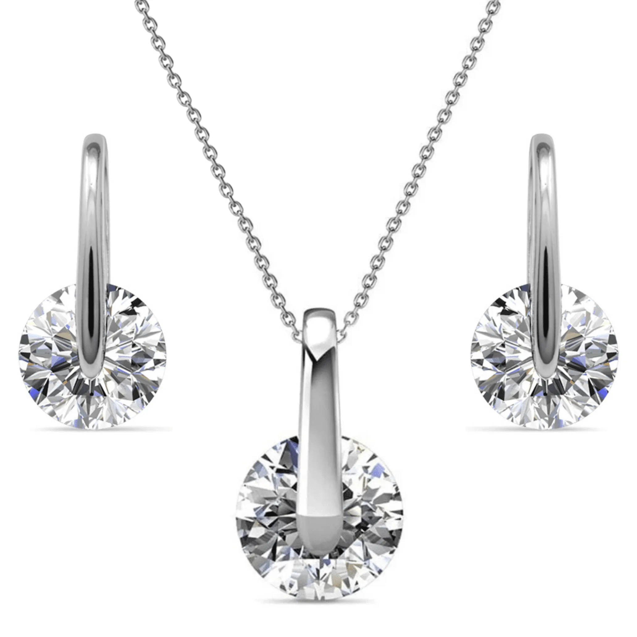 Mckayla 18K White Gold Plated Silver Jewelry Set
